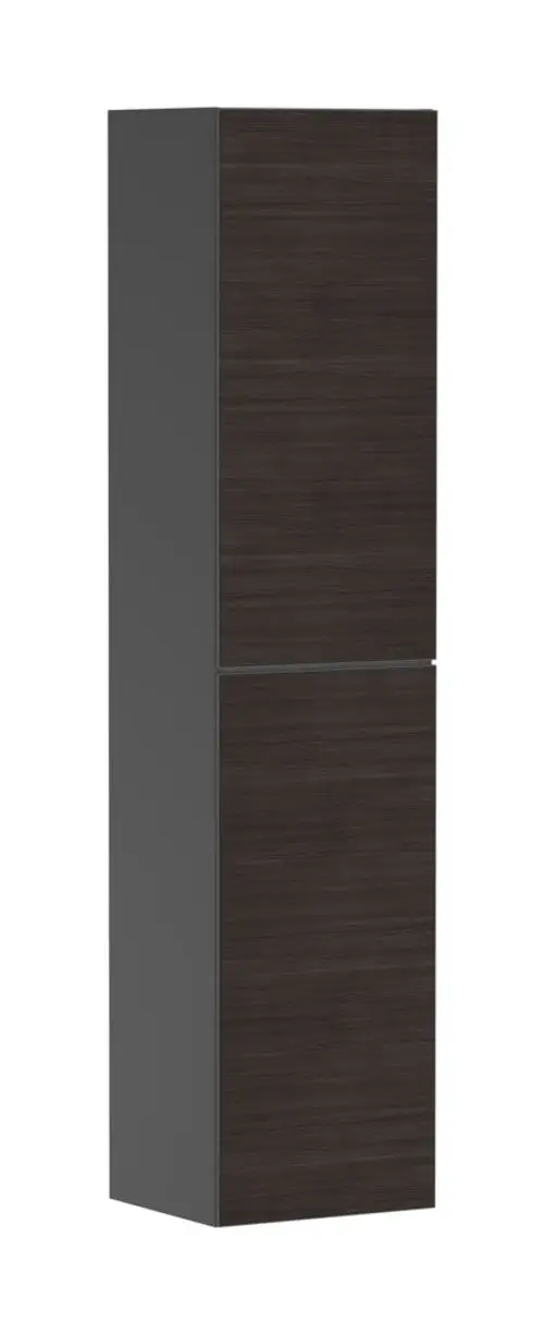 Hochschrank in schiefergrau mit zwei Türen, die auf der linken Seite angeschlagen sind. Der Schrank hat eine matte Oberfläche und ist für eine moderne Einrichtung geeignet. Marke: Hansgrohe.